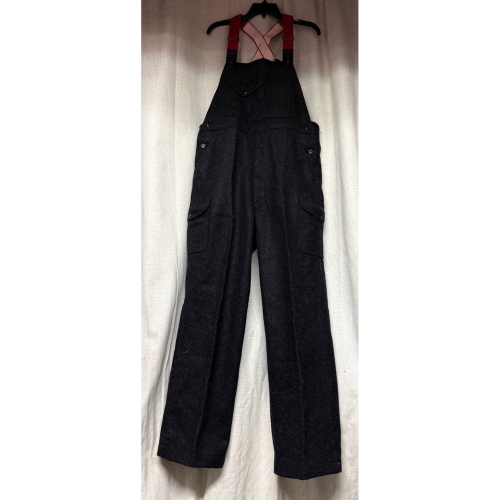 CC Filson Mackinaw Virgin Wool Bib Overalls Mens 38x31 Charcoal Grey Suspenders